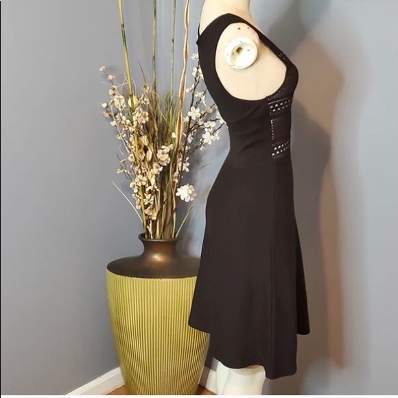 BCBGeneration Black w/ White V-Neck Sweater Dress  Fit & Flair Size Medium - Picture 11 of 13